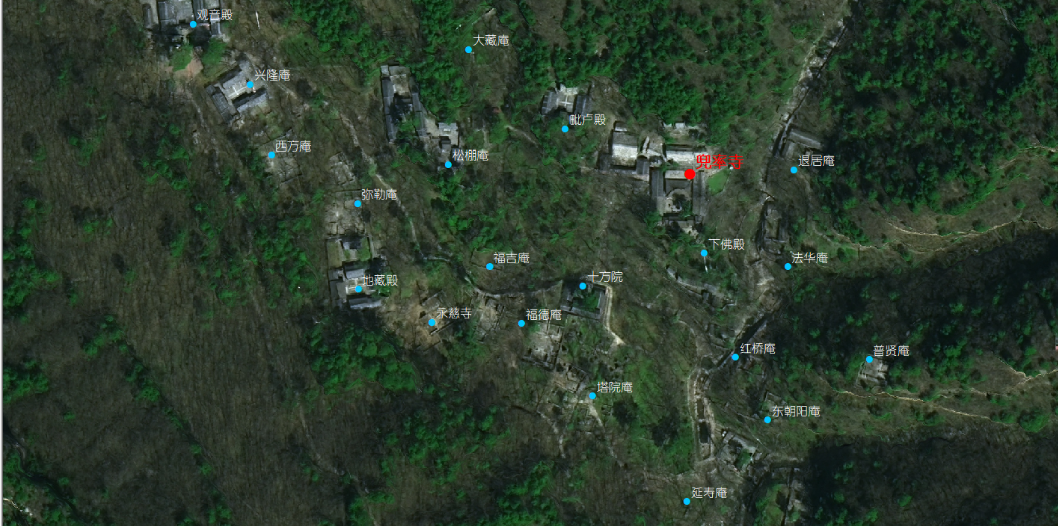 上方山寺庙地图